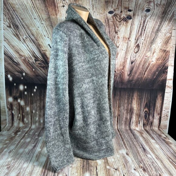 Wooden Ships Sz X Small Grey Mohair Wool Blend Cardigan Sweater Knit Top Pockets - Picture 2 of 8